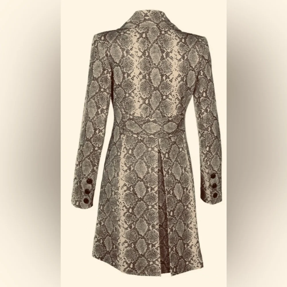 CABI Sz S King Cobra Snake Print Ponte Knit Beige Black Coat - Picture 3 of 9